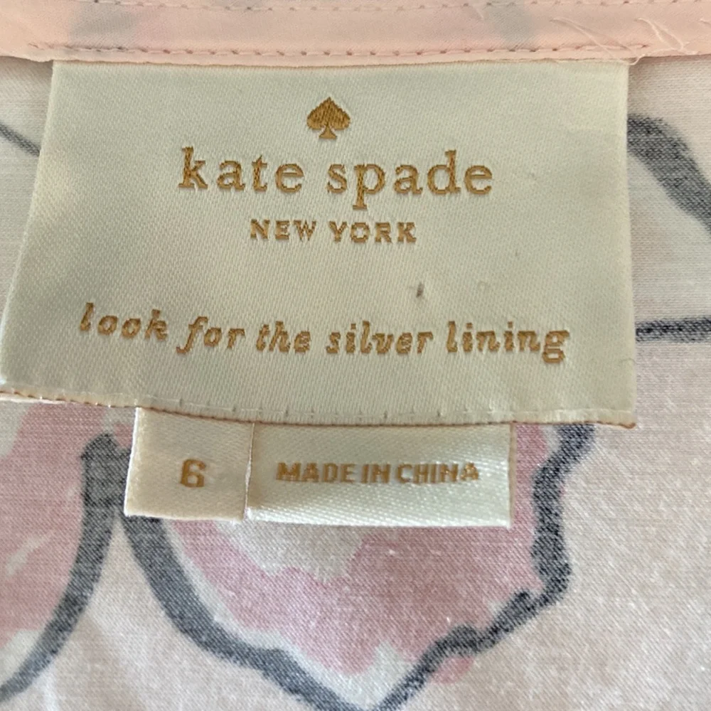 kate spade Cream Floral Wrap Dress with Pink and Black Accents